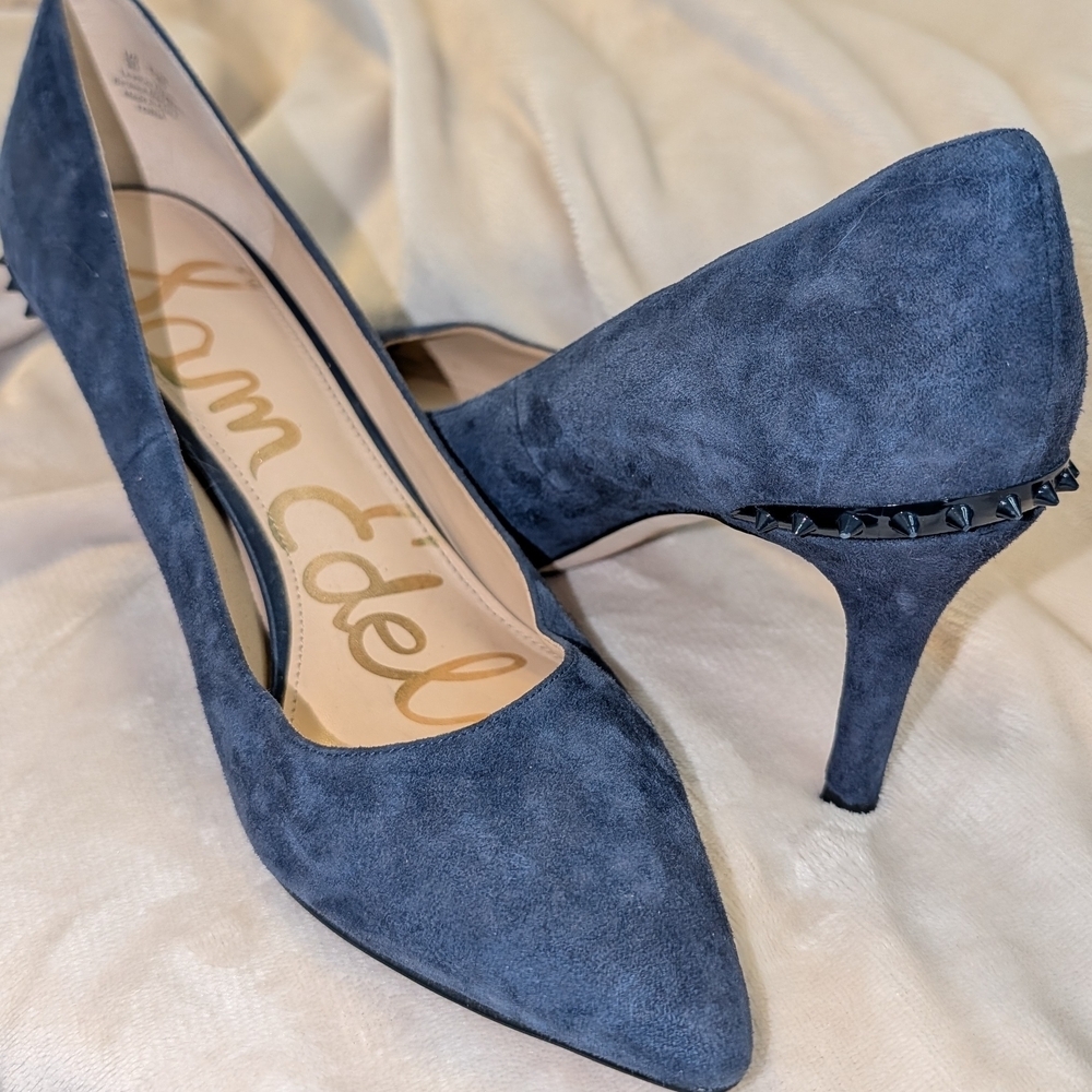 Sam Edelman Tonia Navy Suede Pumps Goth Punk Y2K Grunge Sexy Edgy Pointed Toe